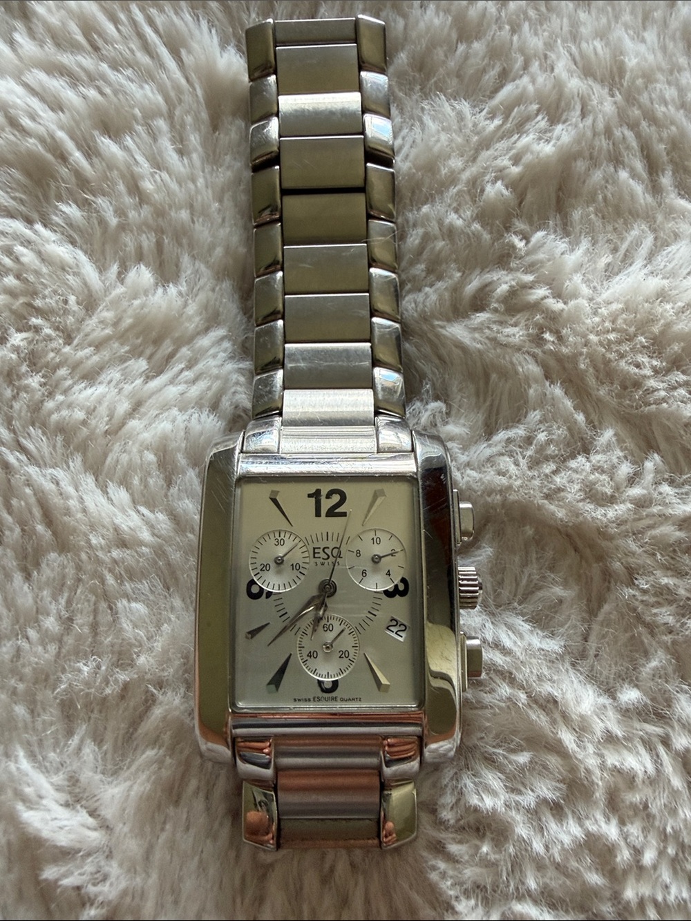 ESQ by Movado Men’s Silver Rectangular Chronograph Watch